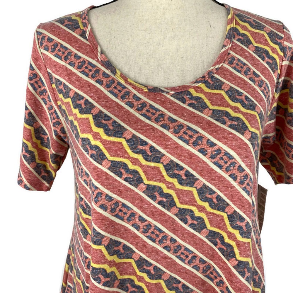 Lularoe Perfect T Tunic Top Red Print Hi Low Womens Sz Small Stripes NWT - Picture 6 of 10